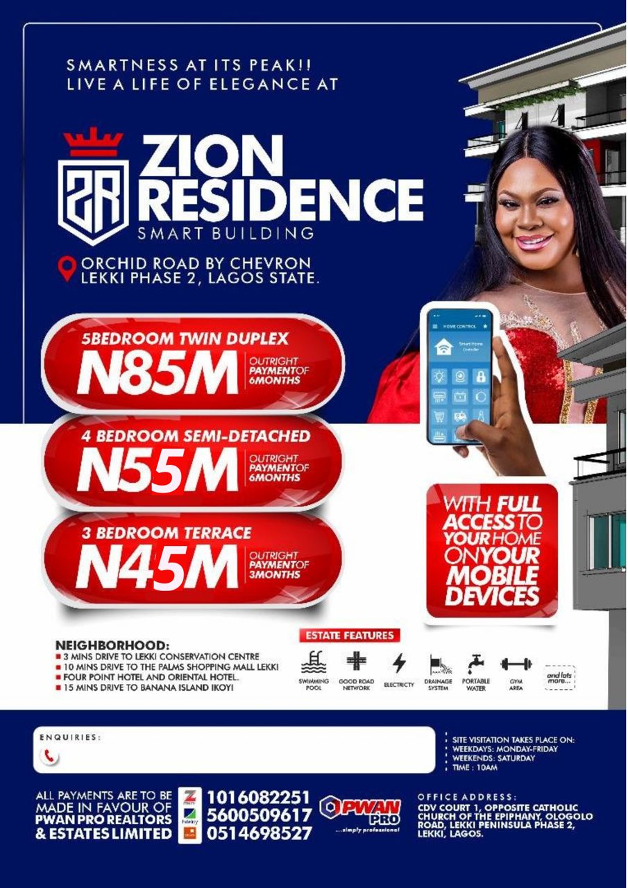 ZION RESIDENCE ORCHID ROAD, BY CHEVRON LEKKI PHASE 2